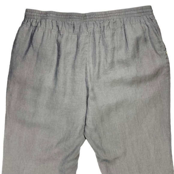 Ellen Tracy Linen Pants Womens Size XL Gray Cuffed Pockets Elastic Waist Pull On - Picture 8 of 12